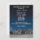 Etched NYC Skyline #3 Starry Blu Sunset Sweet 16 V Einladung (Vorderseite)
