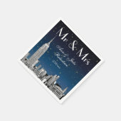Etched NYC Skyline Blue Starry Wedding #2 Serviette (Ecke)