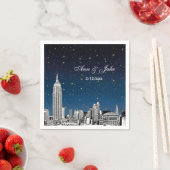 Etched NYC Skyline Blue Starry Wedding Serviette (Beispiel)