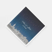 Etched NYC Skyline Blue Starry Wedding Serviette (Ecke)