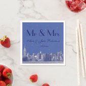 Etched NYC Skyline DIY BG Blue Starry Wedding Serviette (Beispiel)