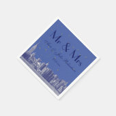Etched NYC Skyline DIY BG Blue Starry Wedding Serviette (Ecke)