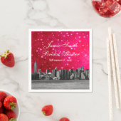 Etched NYC Skyline Hot Pink Red Hrt Serviette (Beispiel)