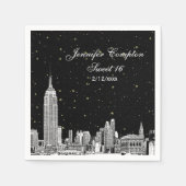 Etched NYC Skyline Starry DIY BG Sweet 16 Serviette (Vorderseite)