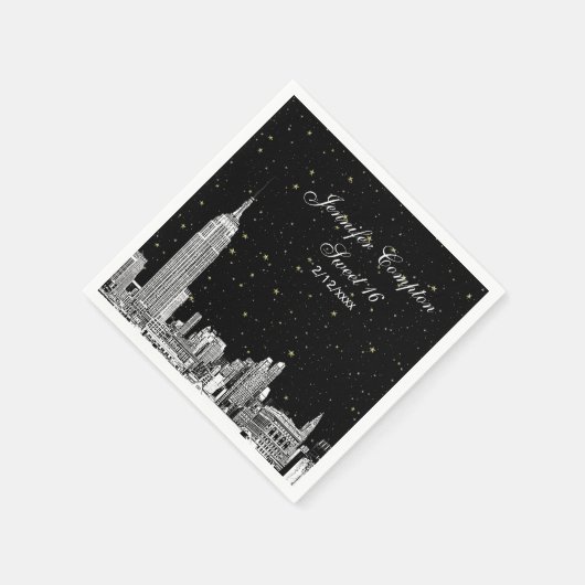 Etched NYC Skyline Starry DIY BG Sweet 16 Serviette (Ecke)