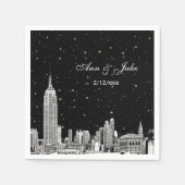 Etched NYC Skyline Starry DIY BG Wedding Serviette (Vorderseite)