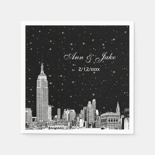 Etched NYC Skyline Starry DIY BG Wedding Serviette (Vorderseite)