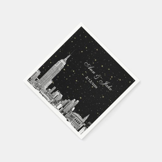 Etched NYC Skyline Starry DIY BG Wedding Serviette (Ecke)