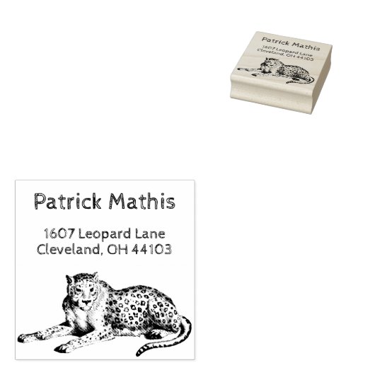 Etched Snow Leopard Personalisierte Rücksendeadres Gummistempel (Stempel)
