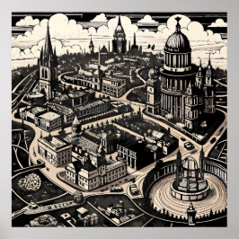 Etched Viktorianisch London Map Poster