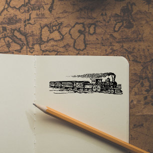 Etched Vintag Train Rubber Art Briefmarke Gummistempel