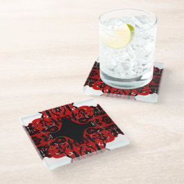 Eternal Abstract Red Black White Fluid Art Glasuntersetzer