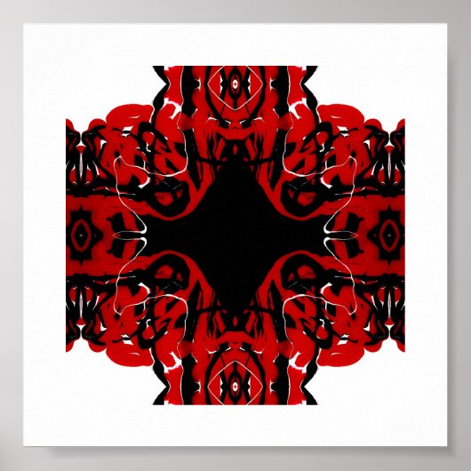 Eternal Abstract Red Black White Fluid Art Poster (Vorne)