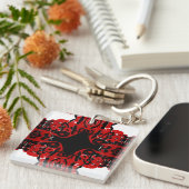 Eternal Abstract Red Black White Fluid Art Schlüsselanhänger (Vorderseite rechts)