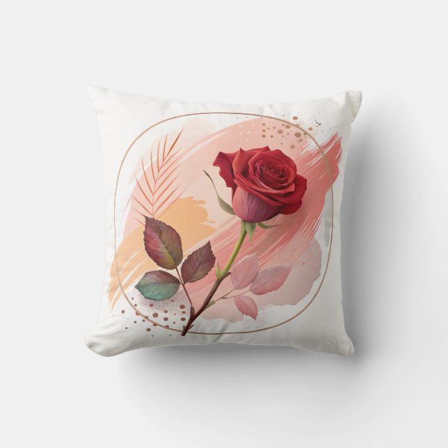Eternal Blush: A Modern Rose in Abstract Harmony Kissen (Vorderseite)