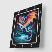 Eternal Bright Neon Dragon Quadratische Wanduhr (Winkel)