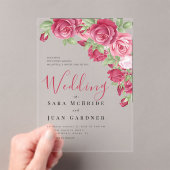 Eternal Crimson Floral Acrylic Wedding Invitation Acryleinladungen (Insitu (Handheld))