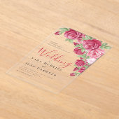 Eternal Crimson Floral Acrylic Wedding Invitation Acryleinladungen (Ablage )