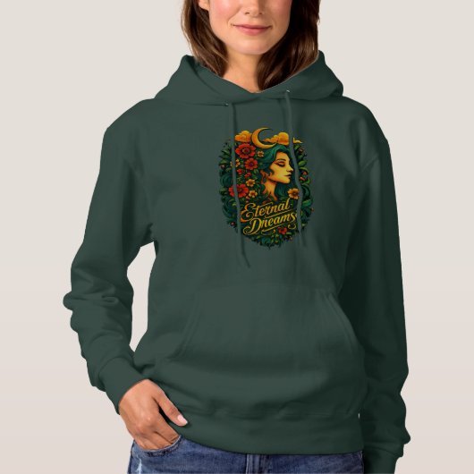 Eternal Dreams Moon Goddess Floral Art Hoodie (Vorderseite)