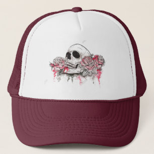 Eternal Edge: Totenkopf- und Rosenmütze Truckerkappe