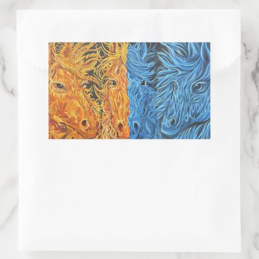 Eternal Equilibrium-Pferde-Zwillingsflames Rechteckiger Aufkleber (Tasche)
