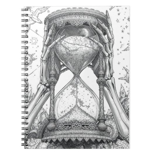 Eternal Flow Vintage Hourglass Ink Sketch Notebook Notizblock (Vorderseite)