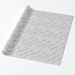Eternal Gothic Cherry Blossom Weiß und Grau Geschenkpapier