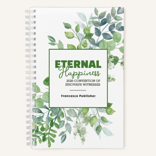 Eternal Happiness Convention Watercolor Greenery Notizblock (Vorderseite)