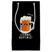 Eternal Hoptimist Funny Beer Pun Dark BG Kleine Geschenktüte (Vorderseite)