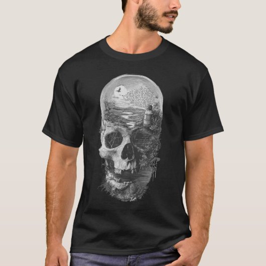 Eternal Landscape Skull: Surreal Memento Mori T-Shirt (Vorderseite)