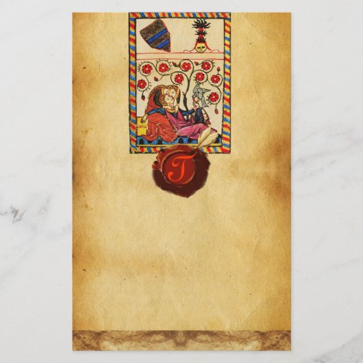 ETERNAL LIEBE PARCHMENT RED WAX SIEGEL MONOGRAM BRIEFPAPIER (Vorderseite)