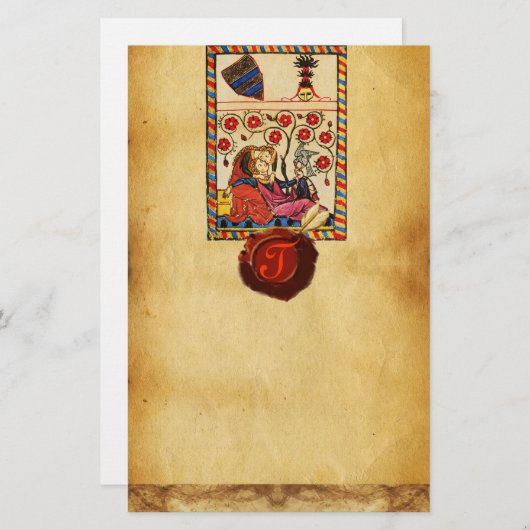 ETERNAL LIEBE PARCHMENT RED WAX SIEGEL MONOGRAM BRIEFPAPIER (Vorne/Hinten)