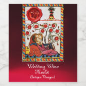 ETERNAL LIEBE, RED WAX SIEGEL Trauben Romantische  Weinetikett (Einzelnes Label)