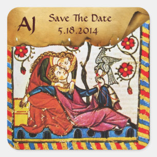 ETERNAL LIEBE SAVE THE DATE MONOGRAM PARCHMENT QUADRATISCHER AUFKLEBER