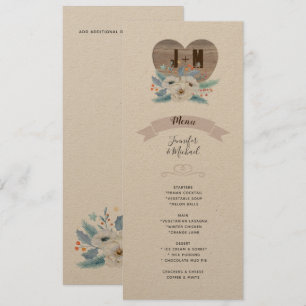 Eternal Love Weiße Blumen Hochzeitsmenü KRAFT Einladung