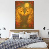 Eternal Moonlit Unicorns – Fine Art Romantic Fanta Leinwanddruck (Insitu (Schlafzimmer))
