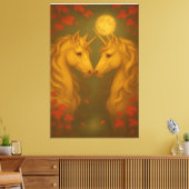 Eternal Moonlit Unicorns – Fine Art Romantic Fanta Leinwanddruck (Insitu (Wohnzimmer))