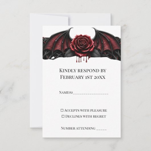 Eternal Night Gothic Vampire Wedding Dark Romance RSVP Karte (Vorderseite)