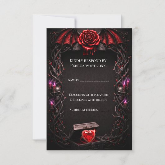 Eternal Night Gothic Vampire Wedding Dark Romance RSVP Karte (Vorderseite)