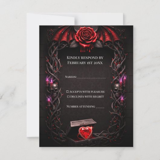 Eternal Night Gothic Vampire Wedding Dark Romance RSVP Karte (Vorderseite)