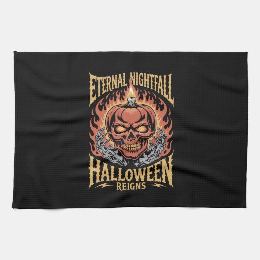 Eternal Nightfall Halloween Skull Pumpkin Geschirrtuch (Horizontal)