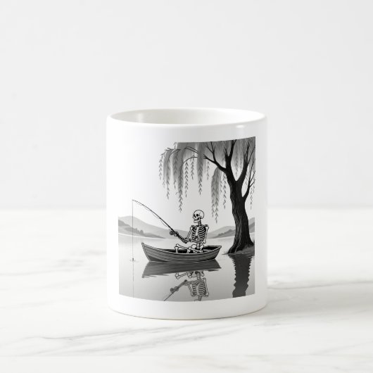 Eternal Patience Skeleton Fishing Zen Graphic Mug Kaffeetasse (Mittel)