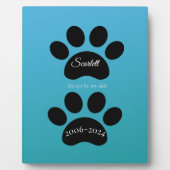 Eternal Paw Prints Turquoise Gradient Tribute Fotoplatte (Vorderseite)
