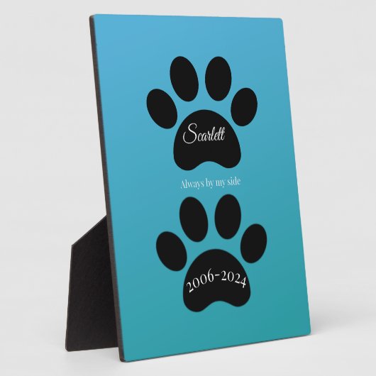 Eternal Paw Prints Turquoise Gradient Tribute Fotoplatte (Seite)