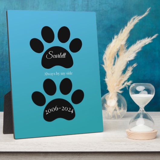 Eternal Paw Prints Turquoise Gradient Tribute Fotoplatte (Seite)