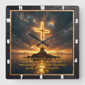 Eternal Promise The Cross John Full John 3:16 Quadratische Wanduhr (Vorderseite)