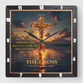 Eternal Promise The Cross Veined Water John 3:16  Quadratische Wanduhr (Vorderseite)