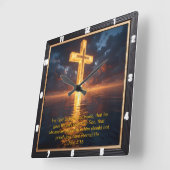 Eternal Promise The Cross Water Sunset John 3:16 Quadratische Wanduhr (Winkel)