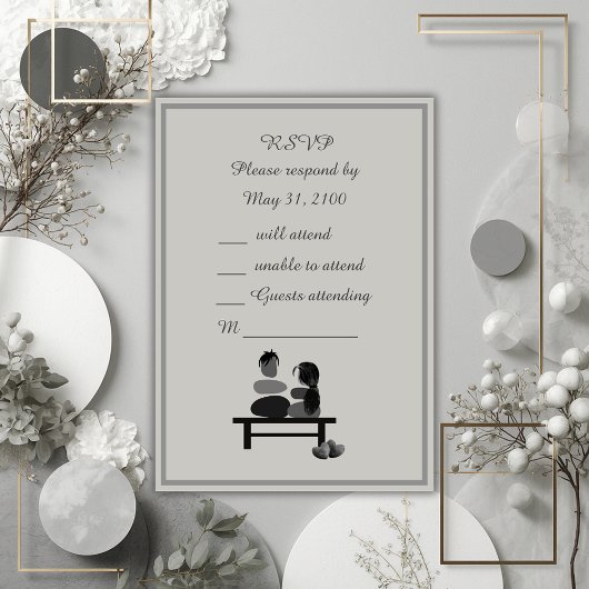 Eternal Stone Paar Boho Hochzeit RSVP Karte
