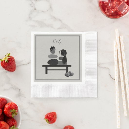 Eternal Stone Paar Boho Hochzeit Serviette (Beispiel)